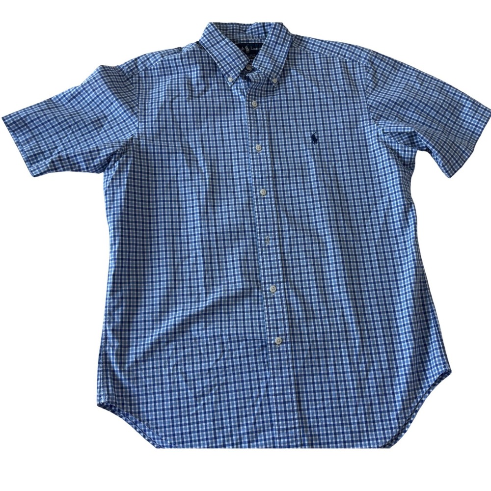 Ralph Lauren Blue plaid Short Sleeve Button Down Shirt preppy old money travel